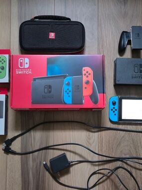 Nintendo Switch Console with Neon Blue and Neon Red Joy‑Con Set